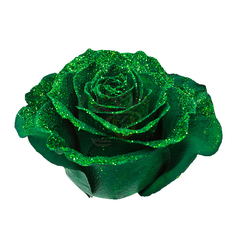 Green Glitter Glittered Roses