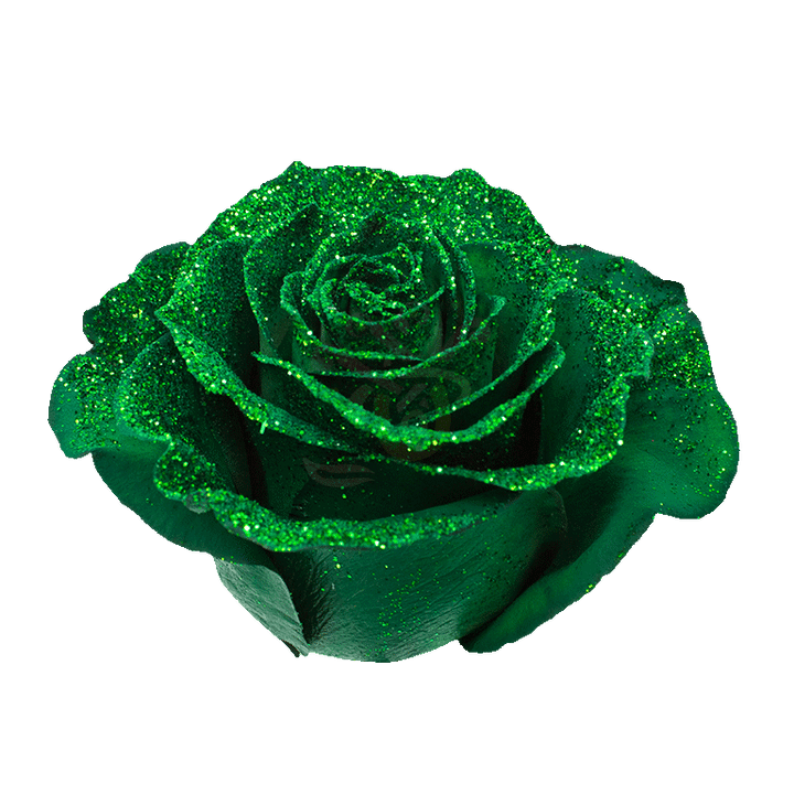 Green Glitter Glittered Roses