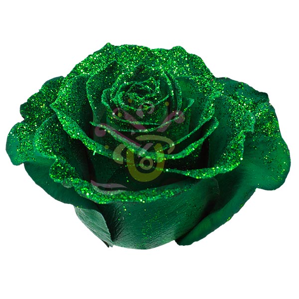 Green Glitter Tinted Rose