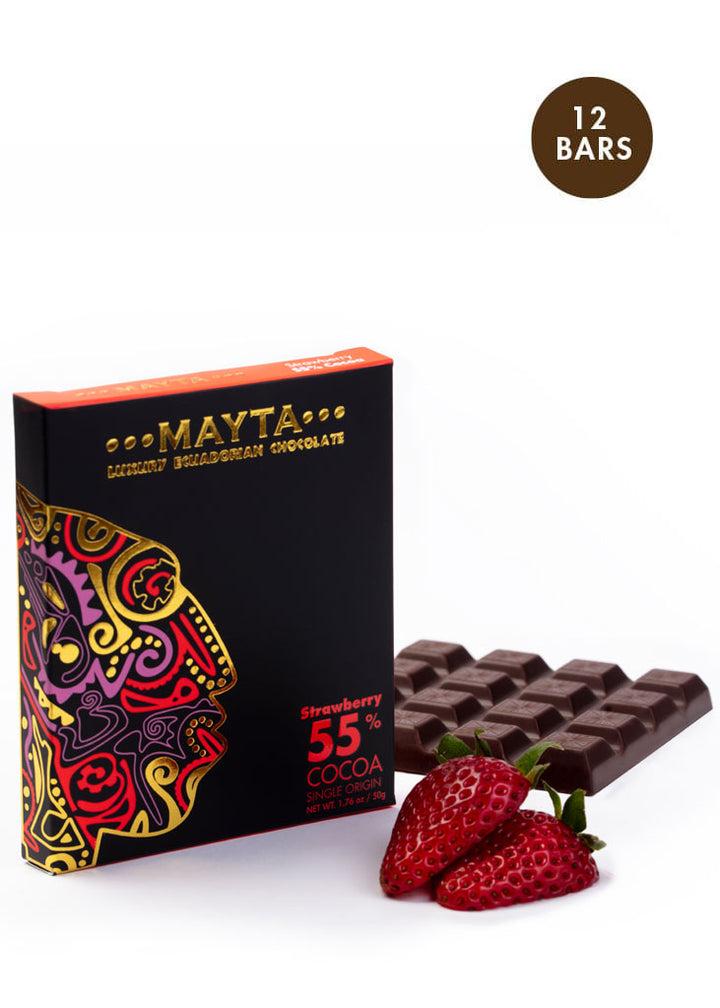 55% Strawberry Luxury Dark Chocolate (Pack Of 12) • Asiri Blooms